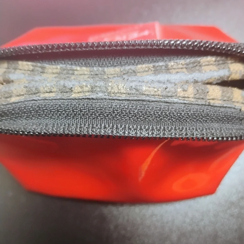 Fendi Red Pyramid Pouch – Fair, Logo Fade & Zipper Wear